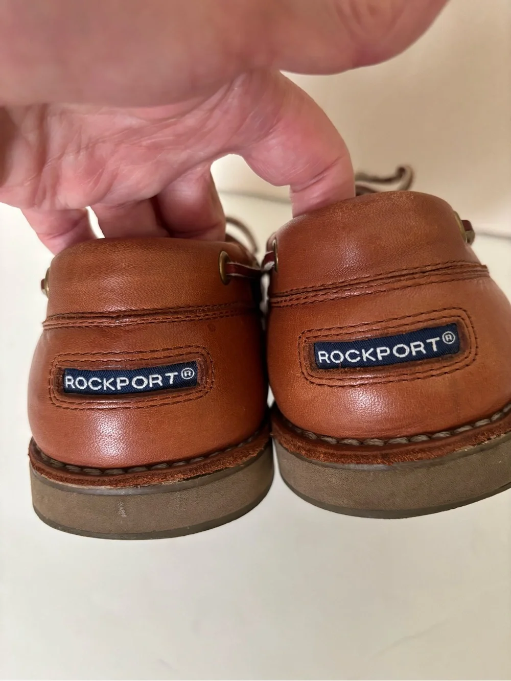 ROCKPORT Men’s Tan Leather Boat Shoes Size 8.5